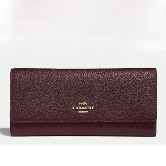 Coach | Leather Slim‎ Envelope Wallet, Oxblood color w/Gold hardware | Women's - Picture 1 of 7
